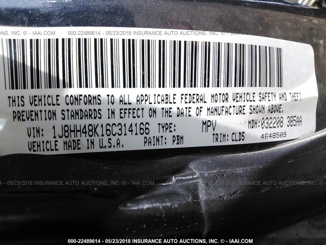 1J8HH48K16C314166 - 2006 JEEP COMMANDER ლურჯი ფოტო 9