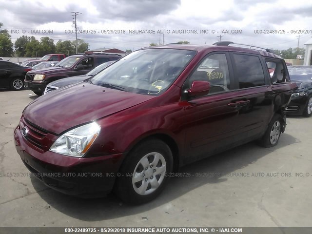 KNDMB233096317722 - 2009 KIA SEDONA EX/LX RED photo 2