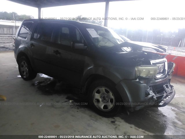 5FNYF3H25AB022491 - 2010 HONDA PILOT LX GRAY photo 1