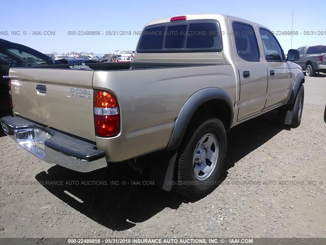 5TEGN92N04Z459029 - 2004 TOYOTA TACOMA DOUBLE CAB PRERUNNER TAN photo 4