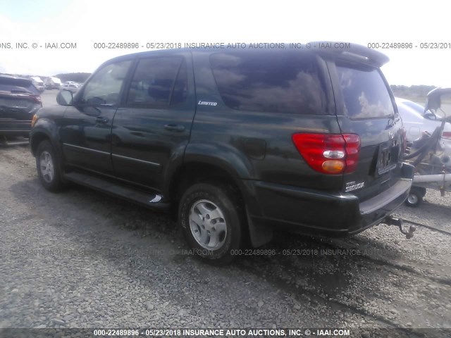 5TDZT38A91S008478 - 2001 TOYOTA SEQUOIA LIMITED GREEN photo 3