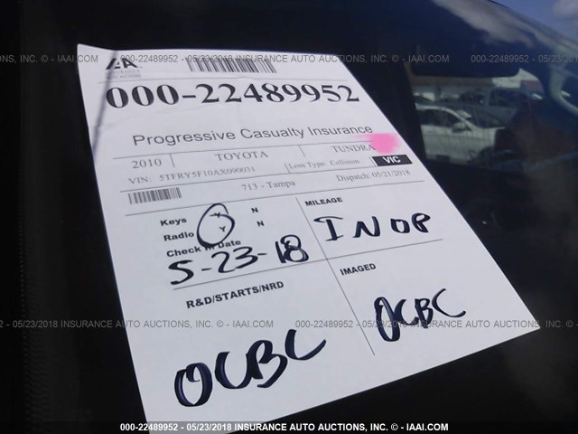 5TFRY5F10AX090031 - 2010 TOYOTA TUNDRA DOUBLE CAB SR5 BLACK photo 7