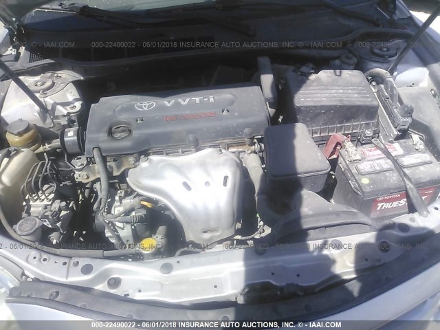 4T1BE46K48U227539 - 2008 TOYOTA CAMRY CE/LE/XLE/SE SILVER photo 10