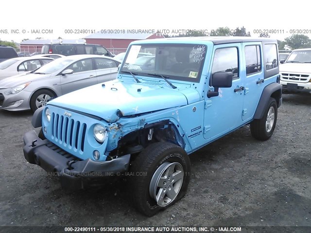 1C4BJWDGXHL574325 - 2017 JEEP WRANGLER UNLIMITE SPORT BLUE photo 2