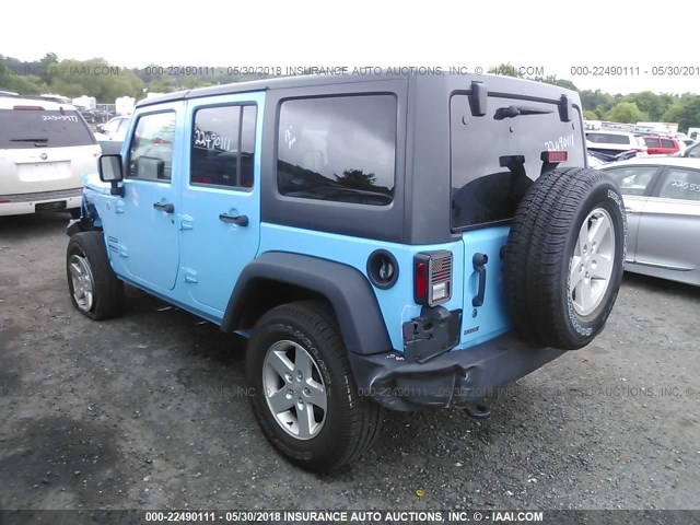 1C4BJWDGXHL574325 - 2017 JEEP WRANGLER UNLIMITE SPORT BLUE photo 3