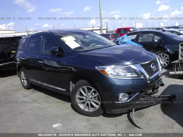 5N1AR2MN9EC601310 - 2014 NISSAN PATHFINDER S/SV/SL/PLATINUM BLUE photo 1