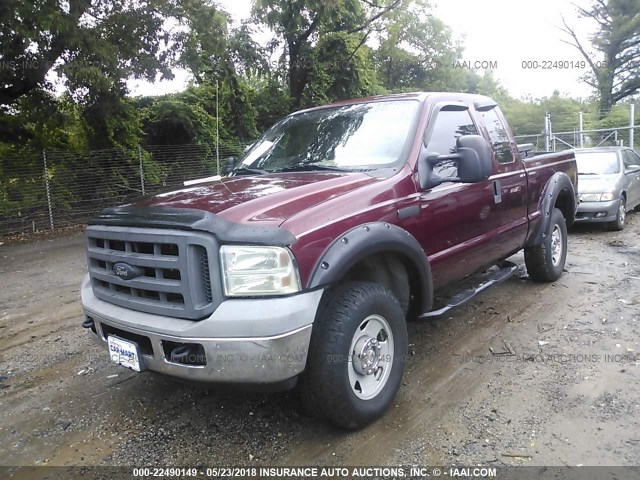 1FTSX21565EA27322 - 2005 FORD F250 SUPER DUTY RED photo 2