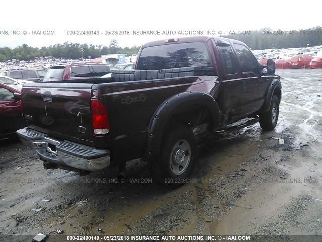 1FTSX21565EA27322 - 2005 FORD F250 SUPER DUTY RED photo 4