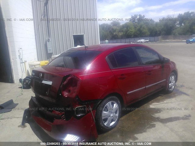 3N1AB6AP2AL659394 - 2010 NISSAN SENTRA 2.0/2.0S/SR/2.0SL RED photo 4