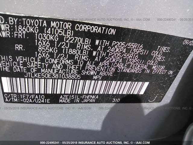 JTLKE50E381038805 - 2008 TOYOTA SCION XB Gümüş foto 9