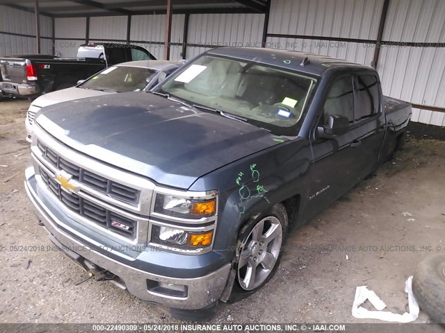 3GCUKREC3EG232260 - 2014 CHEVROLET SILVERADO K1500 LT BLUE photo 2