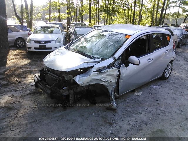 3N1CE2CP0EL355069 - 2014 NISSAN VERSA NOTE S/S PLUS/SV/SL SILVER photo 2