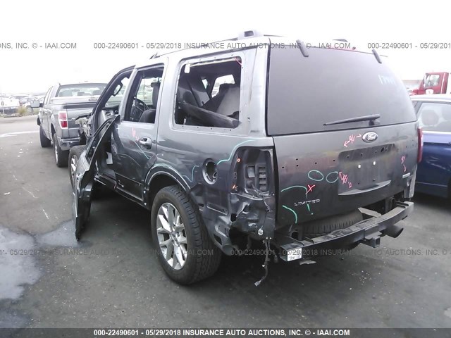 1FMJU1KT2FEF14347 - 2015 FORD EXPEDITION LIMITED GRAY photo 3