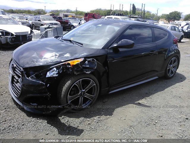 KMHTC6AEXGU290425 - 2016 HYUNDAI VELOSTER TURBO BLACK photo 2