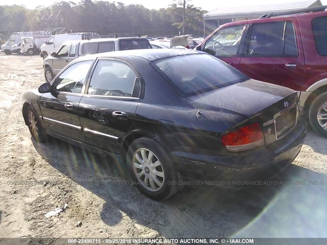 KMHWF35H53A785683 - 2003 HYUNDAI SONATA GLS/LX BLACK photo 3