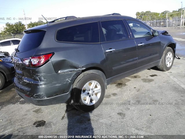 1GNKRFKD6DJ226147 - 2013 CHEVROLET TRAVERSE LS GRAY photo 4