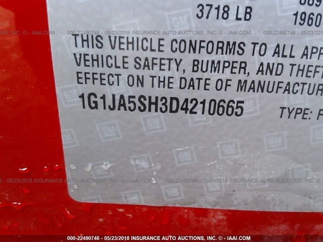 1G1JA5SH3D4210665 - 2013 CHEVROLET SONIC LS RED photo 9