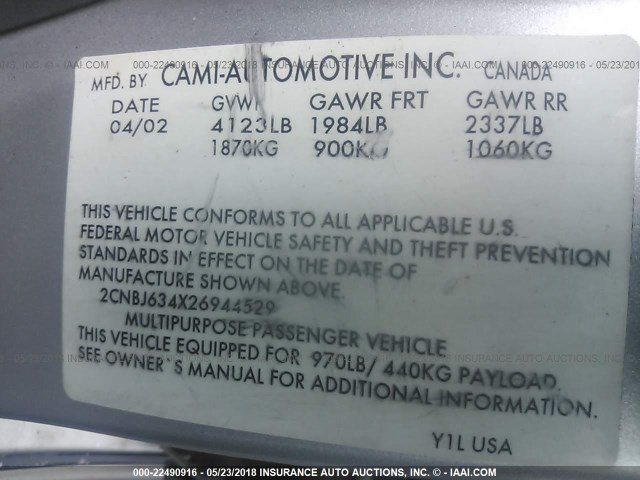 2CNBJ634X26944529 - 2002 CHEVROLET TRACKER LT SILVER photo 9