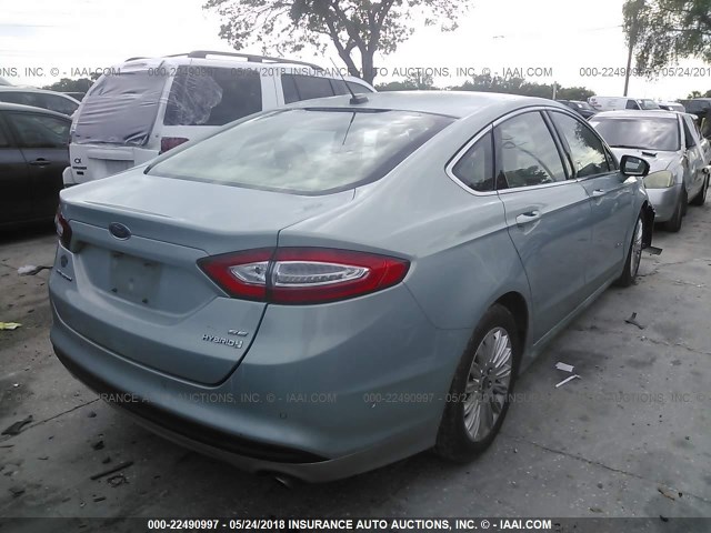 3FA6P0LU2DR276048 - 2013 FORD FUSION SE HYBRID BLUE photo 4