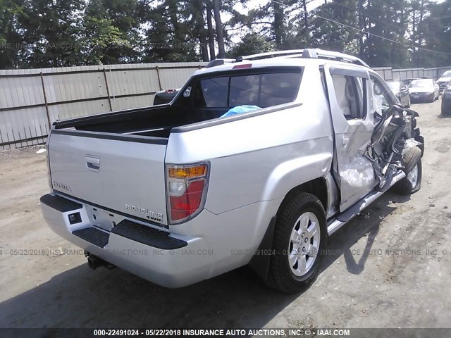 2HJYK16468H540730 - 2008 HONDA RIDGELINE RTS SILVER photo 4