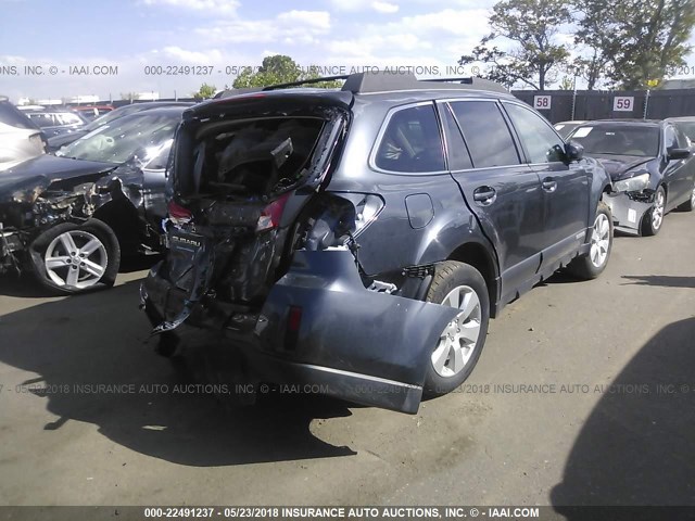 4S4BRBGC8B3422492 - 2011 SUBARU OUTBACK 2.5I PREMIUM GRAY photo 4