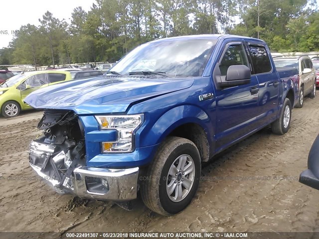 1FTEW1C81HFB42202 - 2017 FORD F150 SUPERCREW BLUE photo 2