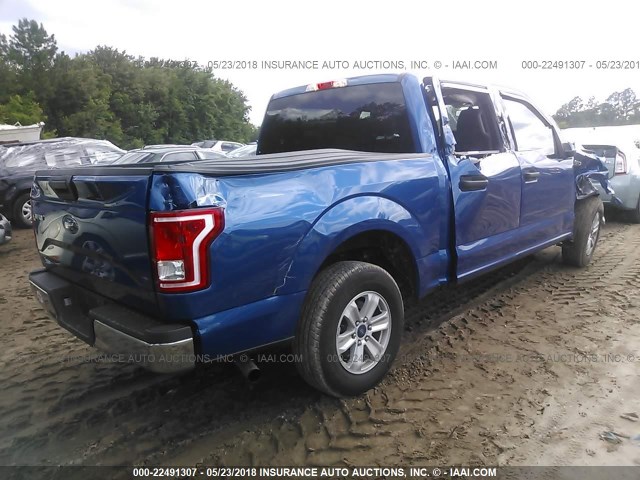 1FTEW1C81HFB42202 - 2017 FORD F150 SUPERCREW BLUE photo 4