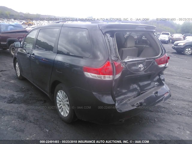 5TDYK3DC6BS099359 - 2011 TOYOTA SIENNA XLE/LIMITED BLACK photo 3