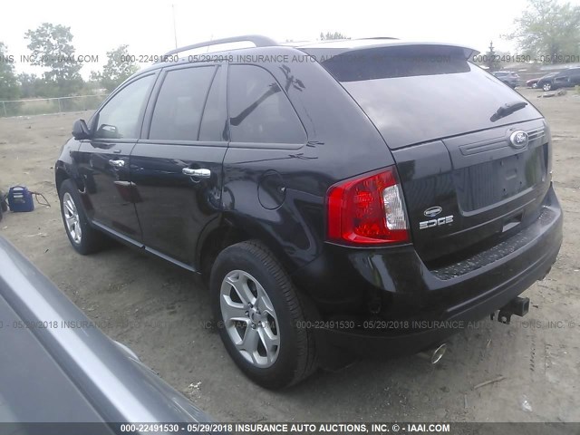 2FMDK3JC3BBB59212 - 2011 FORD EDGE SEL BLACK photo 3