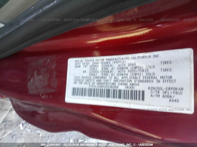 5TEVL52N43Z236268 - 2003 TOYOTA TACOMA XTRACAB RED photo 9