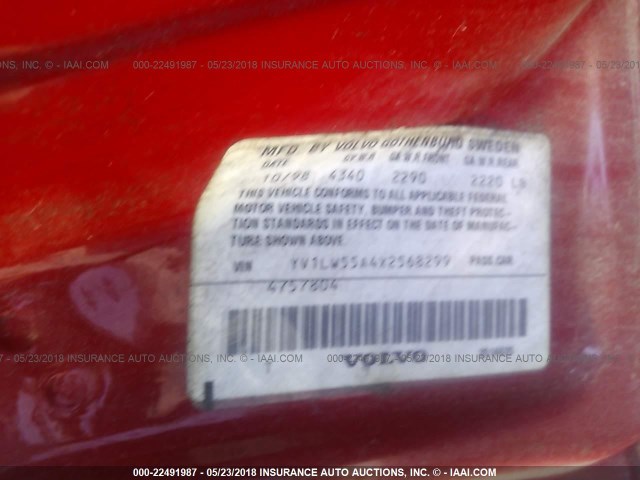 YV1LW55A4X2568299 - 1999 VOLVO V70 RED photo 9