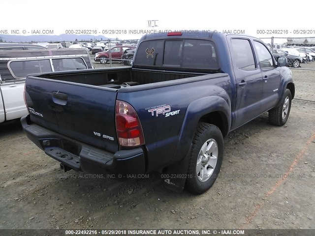 5TELU42N97Z381925 - 2007 TOYOTA TACOMA DOUBLE CAB BLUE photo 4