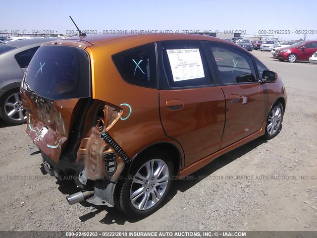 JHMGE8H44AS028037 - 2010 HONDA FIT SPORT ORANGE photo 4