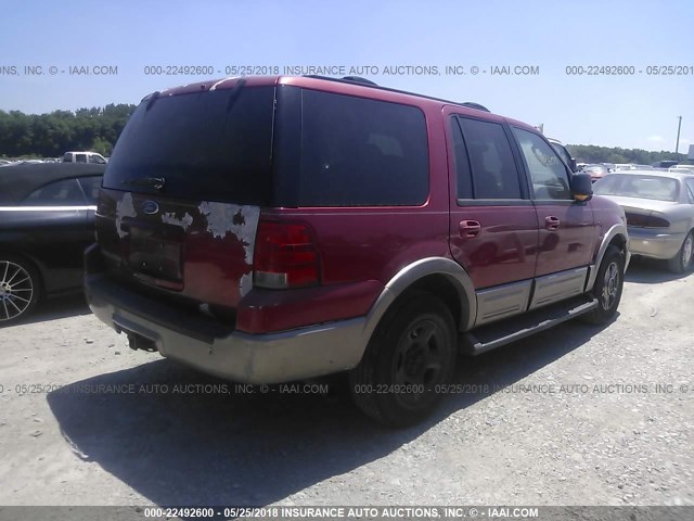 1FMRU17W63LA00126 - 2003 FORD EXPEDITION EDDIE BAUER RED photo 4