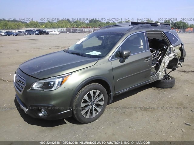 4S4BSENC3F3306583 - 2015 SUBARU OUTBACK 3.6R LIMITED GREEN photo 2