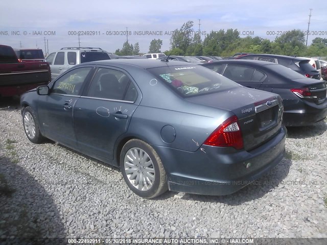 3FADP0L35CR236382 - 2012 FORD FUSION HYBRID BLUE photo 3