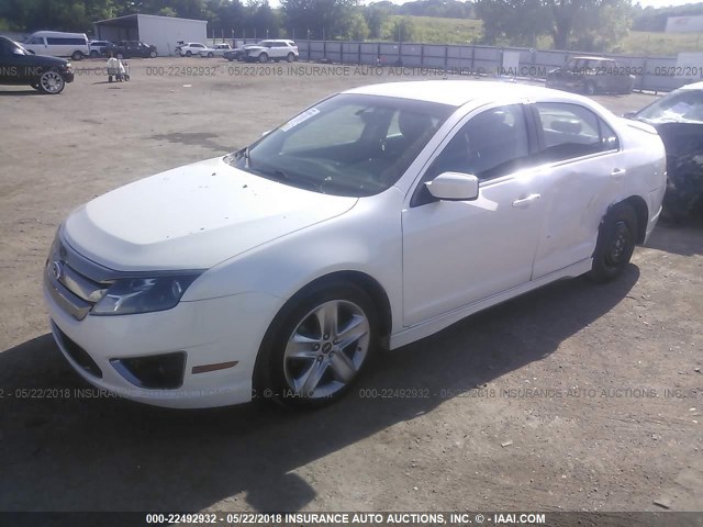 3FAHP0KC8CR402963 - 2012 FORD FUSION SPORT WHITE photo 2