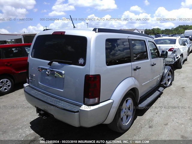 1D8GT58K87W546093 - 2007 DODGE NITRO SLT SILVER photo 4