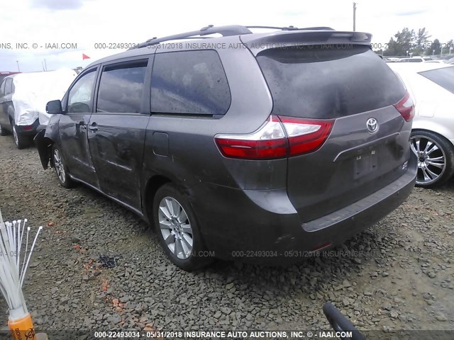 5TDDK3DCXFS122100 - 2015 TOYOTA SIENNA XLE/LIMITED GRAY photo 3