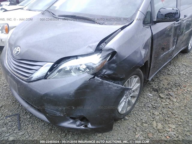 5TDDK3DCXFS122100 - 2015 TOYOTA SIENNA XLE/LIMITED GRAY photo 6