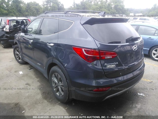 5XYZUDLB0FG250096 - 2015 HYUNDAI SANTA FE SPORT  BLUE photo 3