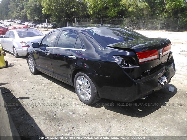 3LNDL2L34CR809544 - 2012 LINCOLN MKZ HYBRID BLACK photo 3