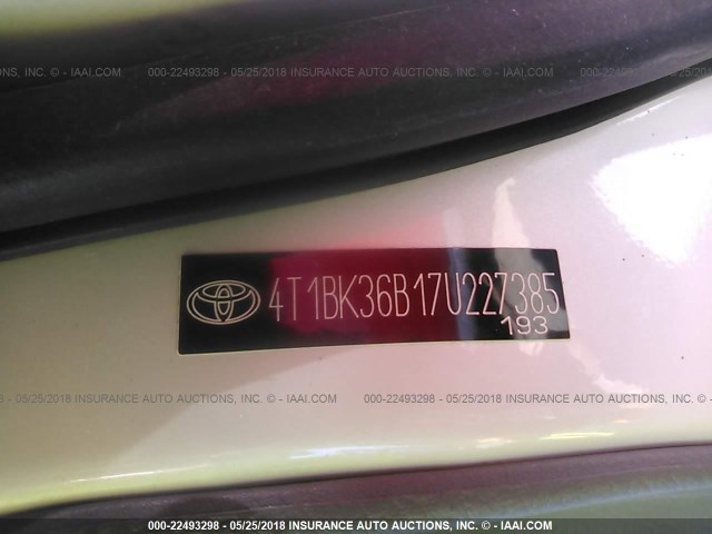 4T1BK36B17U227385 - 2007 TOYOTA AVALON XL/XLS/TOURING/LIMITED WHITE photo 9