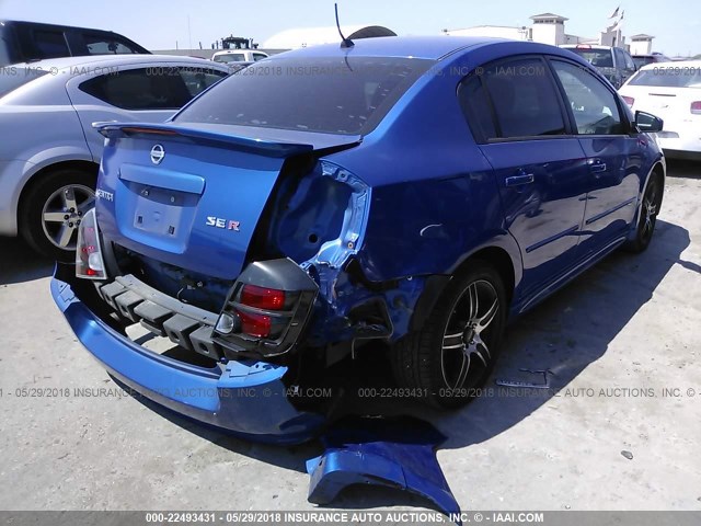 3N1BB61E28L652488 - 2008 NISSAN SENTRA SE-R BLUE photo 4