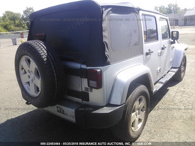 1C4BJWEG4CL122362 - 2012 JEEP WRANGLER UNLIMITE SAHARA SILVER photo 4