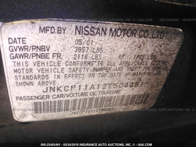 JNKCP11A12T504451 - 2002 INFINITI G20 BLACK photo 9