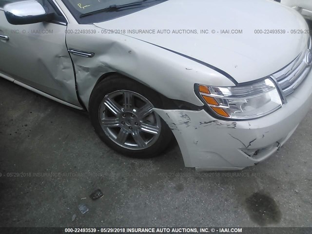 1FAHP25W88G118605 - 2008 FORD TAURUS LIMITED WHITE photo 6