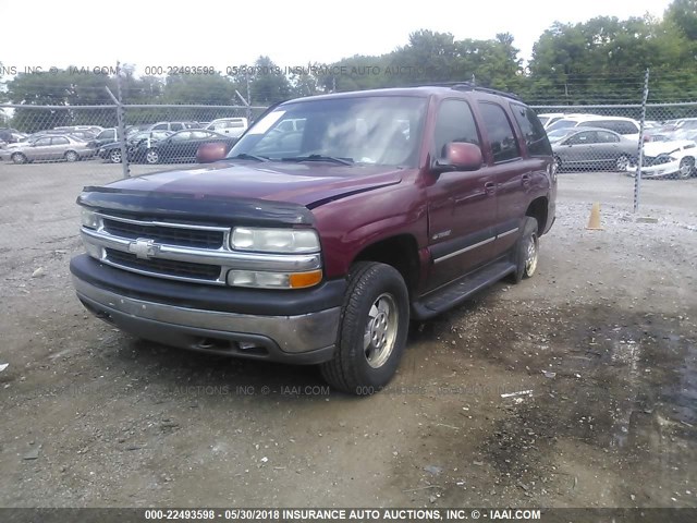 1GNEK13T51J272106 - 2001 CHEVROLET TAHOE K1500 MAROON photo 2