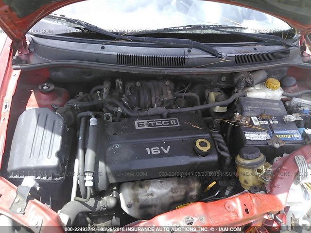 KL1TD66638B110970 - 2008 CHEVROLET AVEO LS RED photo 10