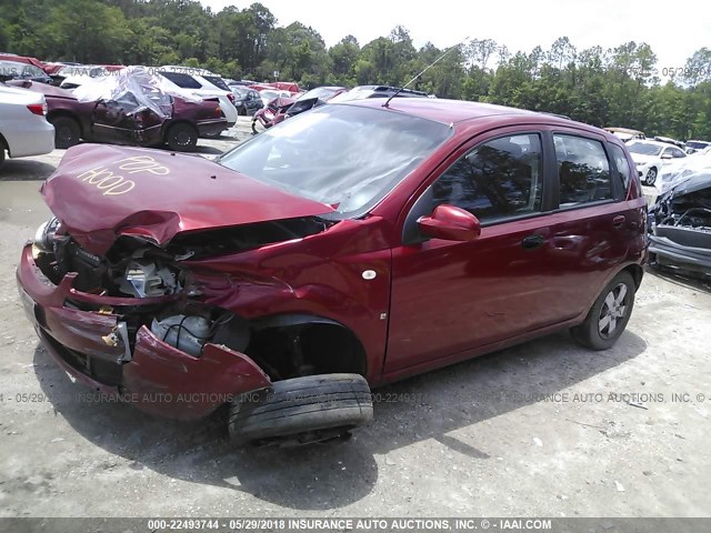 KL1TD66638B110970 - 2008 CHEVROLET AVEO LS RED photo 2